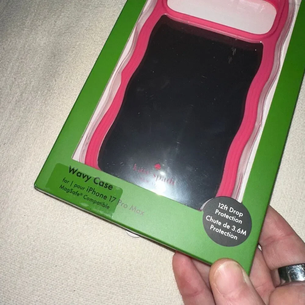 Kate Spade New York iPhone 17 Pro Max Phone Case Bright Pink Wavy Mirror NWT